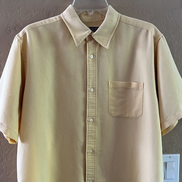 Joseph Abboud Men’s Short sleeves button down shirt yellow Large - Picture 4 of 11